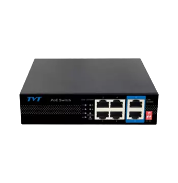 TD-B2204S1-PEU PoE Switch, 4 Ports+2Uplink Ports/ Support Long Distance Transmission 60W Metal